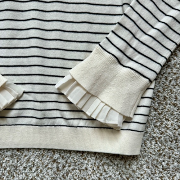 LOFT Ruffled Cuff Striped Sweater - Picture 2 of 5